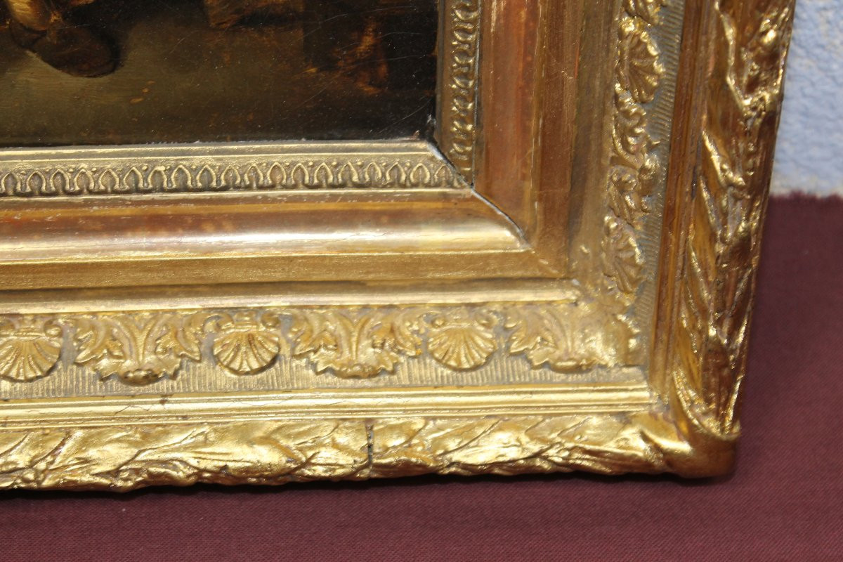 Scène d'intérieur Le fumeur de pipe Ecole Hollandaise époque 19ème Huile sur toile encadrée-photo-3