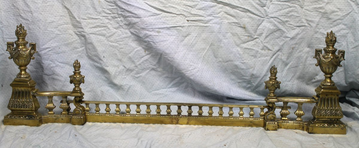 Louis XVI Style Bronze Fireplace Mantel Guard, 19th Century-photo-2