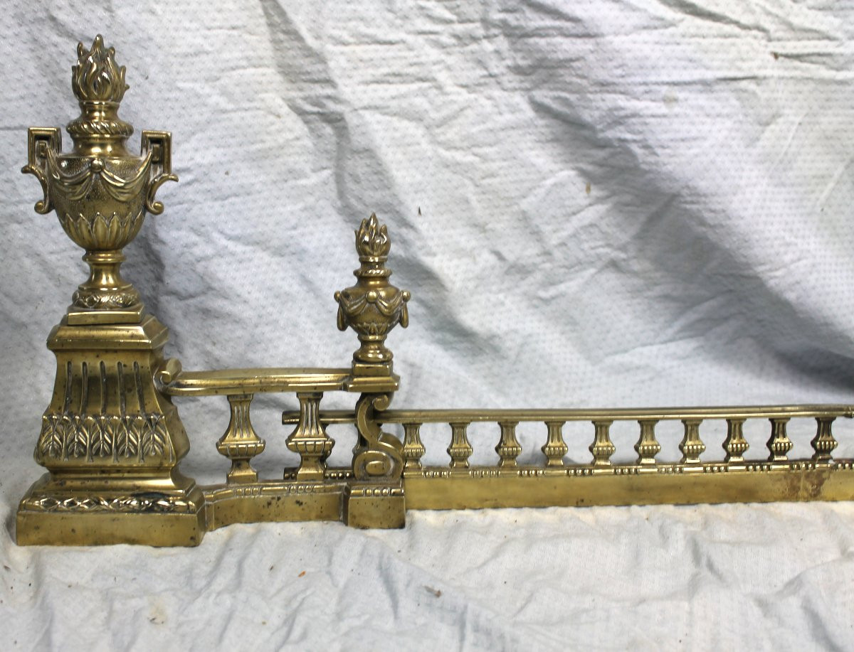 Louis XVI Style Bronze Fireplace Mantel Guard, 19th Century-photo-3