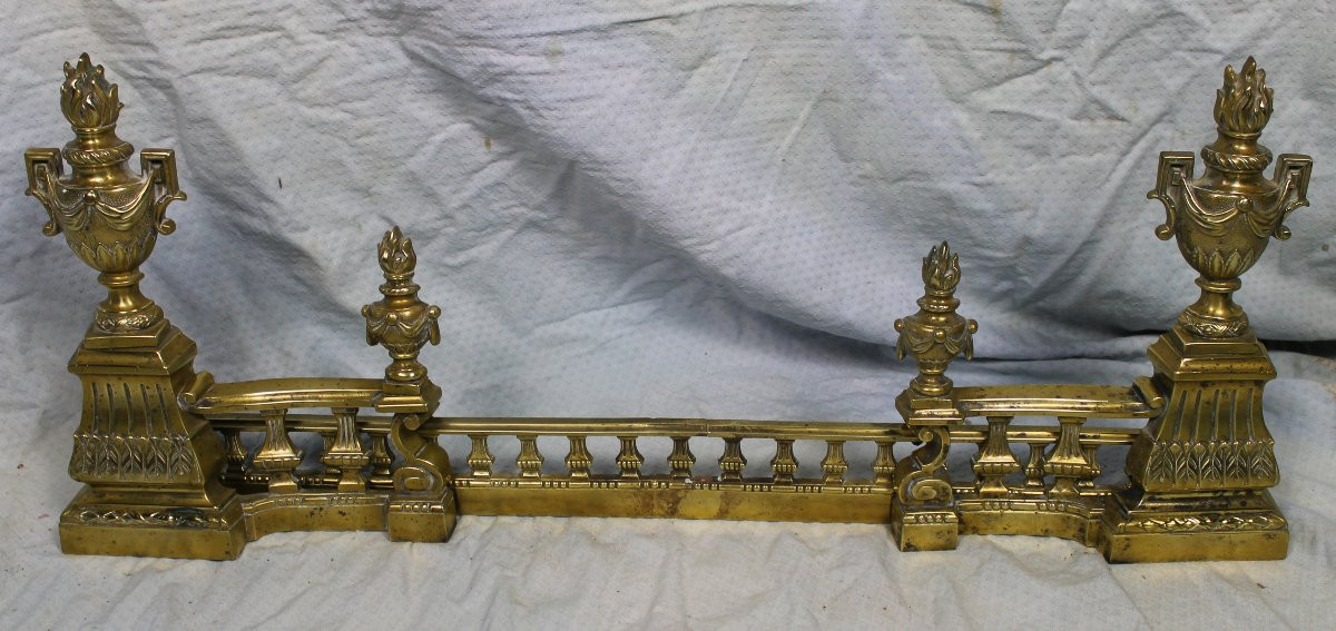 Louis XVI Style Bronze Fireplace Mantel Guard, 19th Century-photo-3