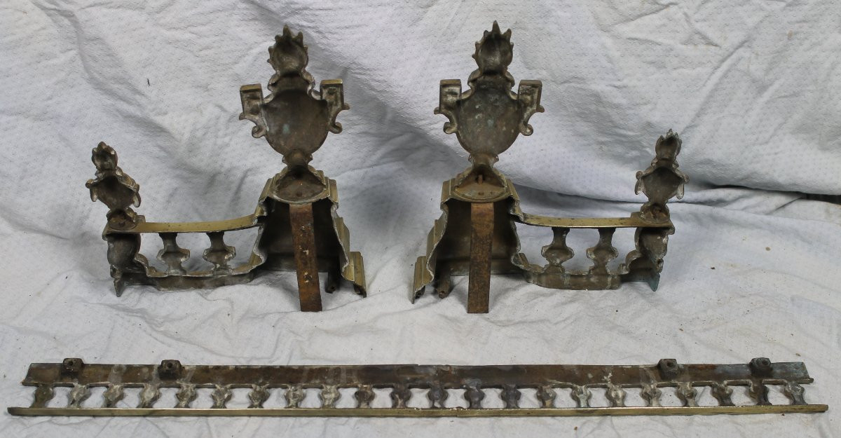 Louis XVI Style Bronze Fireplace Mantel Guard, 19th Century-photo-6