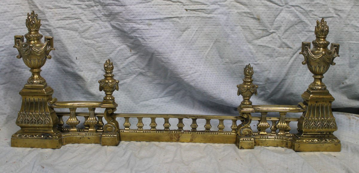 Louis XVI Style Bronze Fireplace Mantel Guard, 19th Century