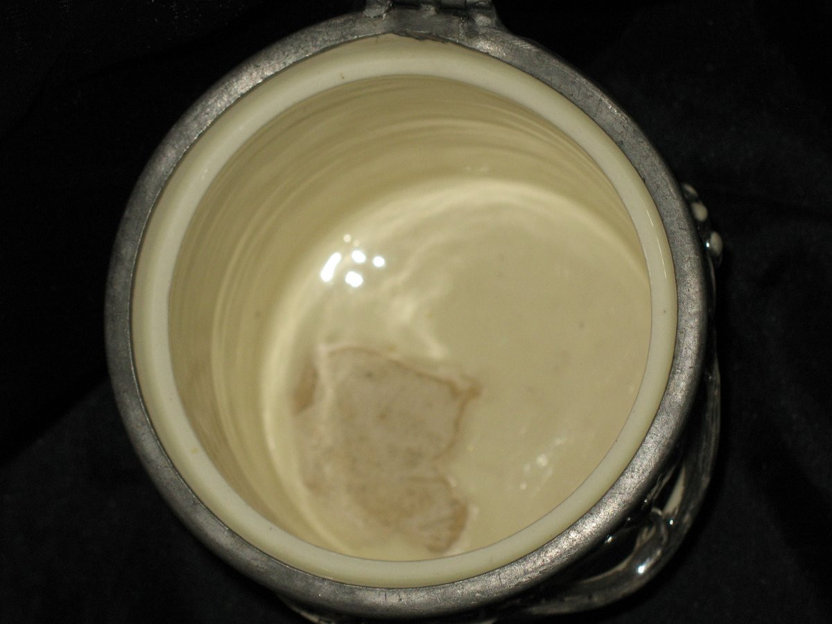 Three Earthenware Tobacco Jars From Langeais, Decorated With Pear Trees And Vines, Marked Cb, 19th Century-photo-2