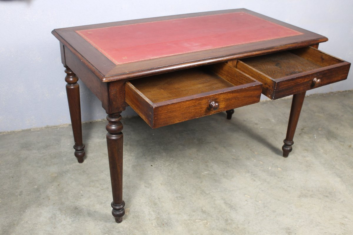 Louis Philippe Style Mahogany Flat Desk, Mid-19th Century-photo-3