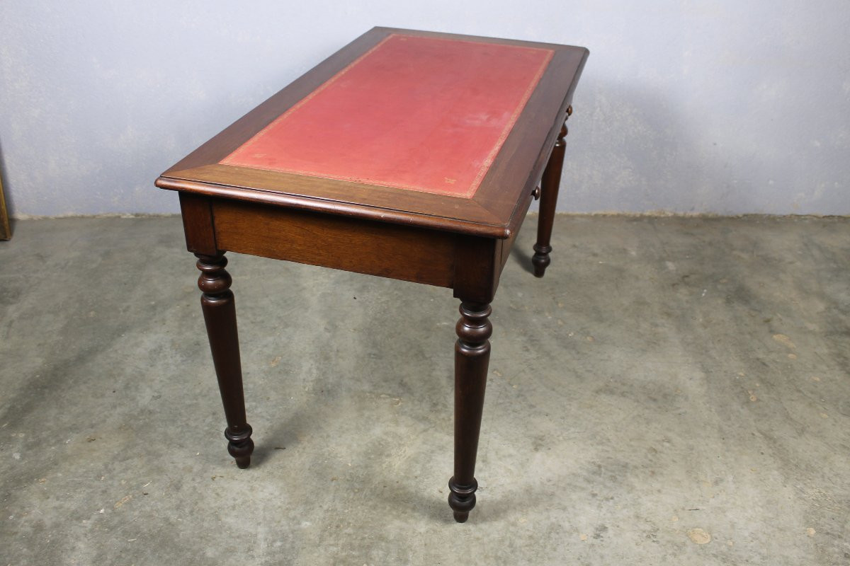 Louis Philippe Style Mahogany Flat Desk, Mid-19th Century-photo-5