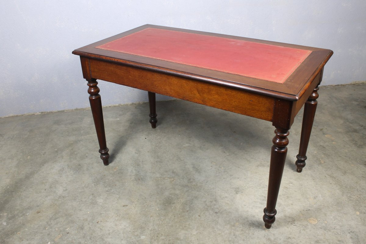 Louis Philippe Style Mahogany Flat Desk, Mid-19th Century-photo-6