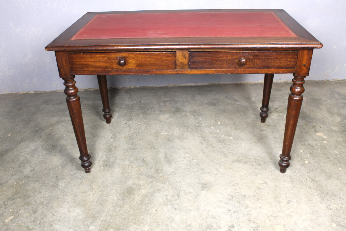 Louis Philippe Style Mahogany Flat Desk, Mid-19th Century