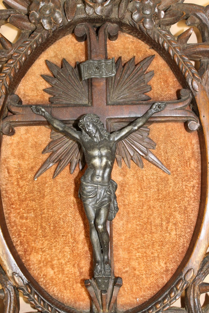 Crucifix en bois sculpté et régule époque 19ème  Origine Normandie-photo-1