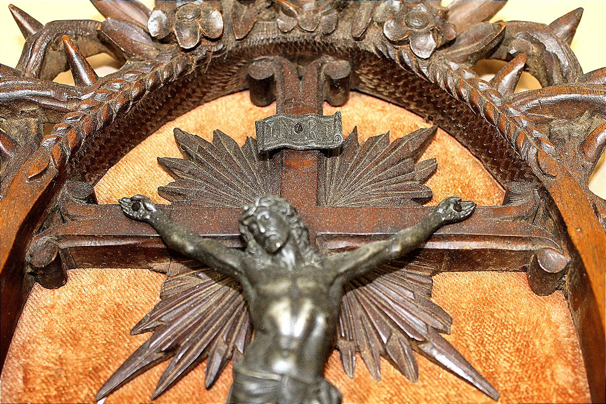 Crucifix en bois sculpté et régule époque 19ème  Origine Normandie-photo-3