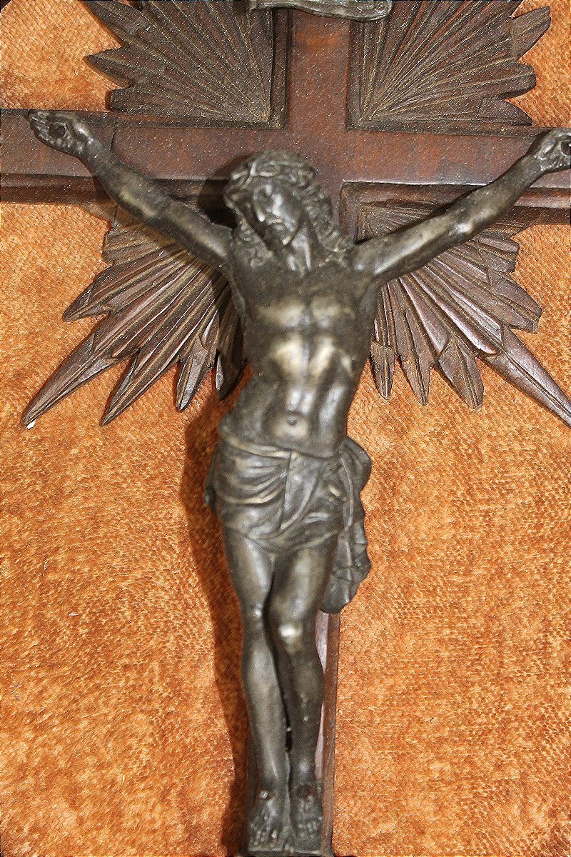 Crucifix en bois sculpté et régule époque 19ème  Origine Normandie-photo-7