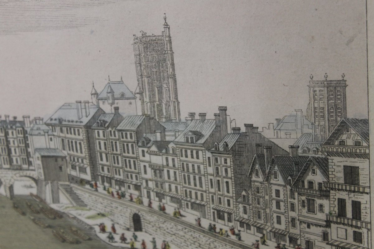 Optical View - The Pont Au Change In Paris - 18th Century, Framed-photo-2