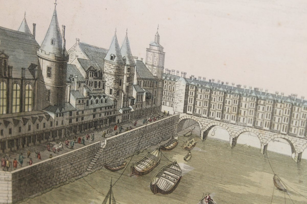 Optical View - The Pont Au Change In Paris - 18th Century, Framed-photo-3