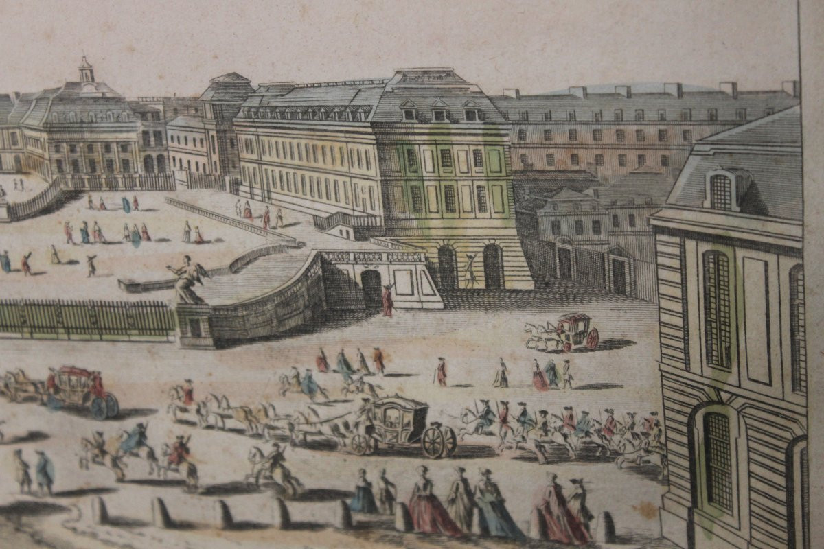 Vue d'optique Le château Royal de Versailles époque 18ème encadrée-photo-3