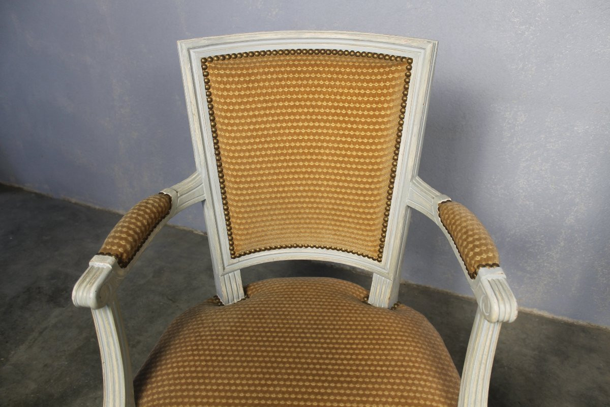 Pair Of Louis XVI Style Beechwood Armchairs, 20th Century-photo-1