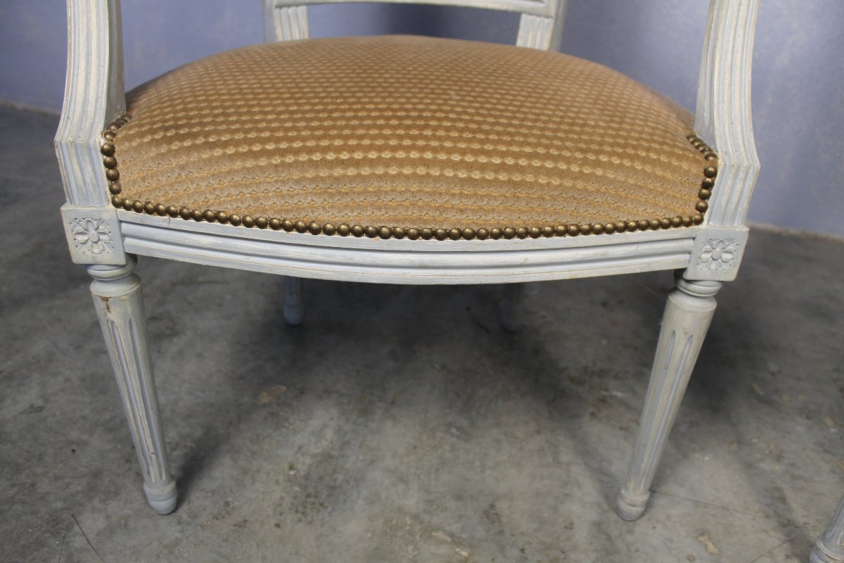 Pair Of Louis XVI Style Beechwood Armchairs, 20th Century-photo-2