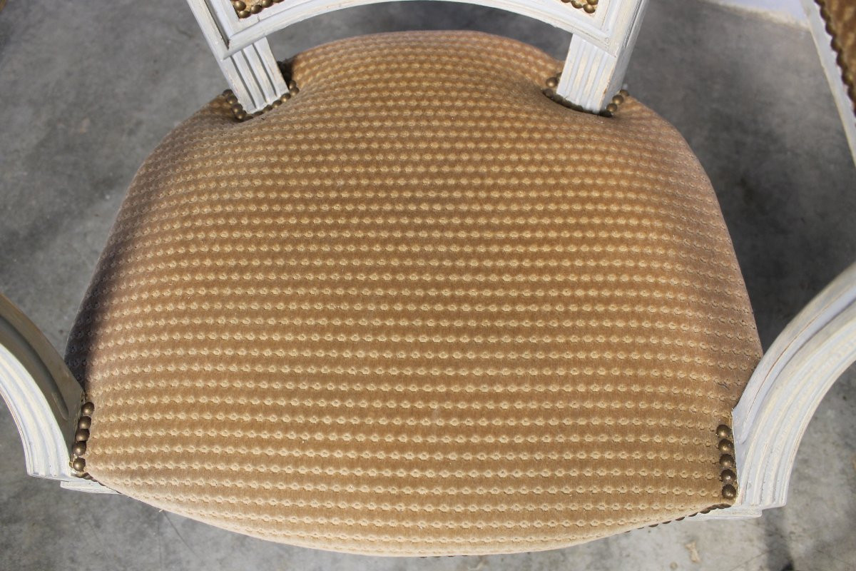 Pair Of Louis XVI Style Beechwood Armchairs, 20th Century-photo-3