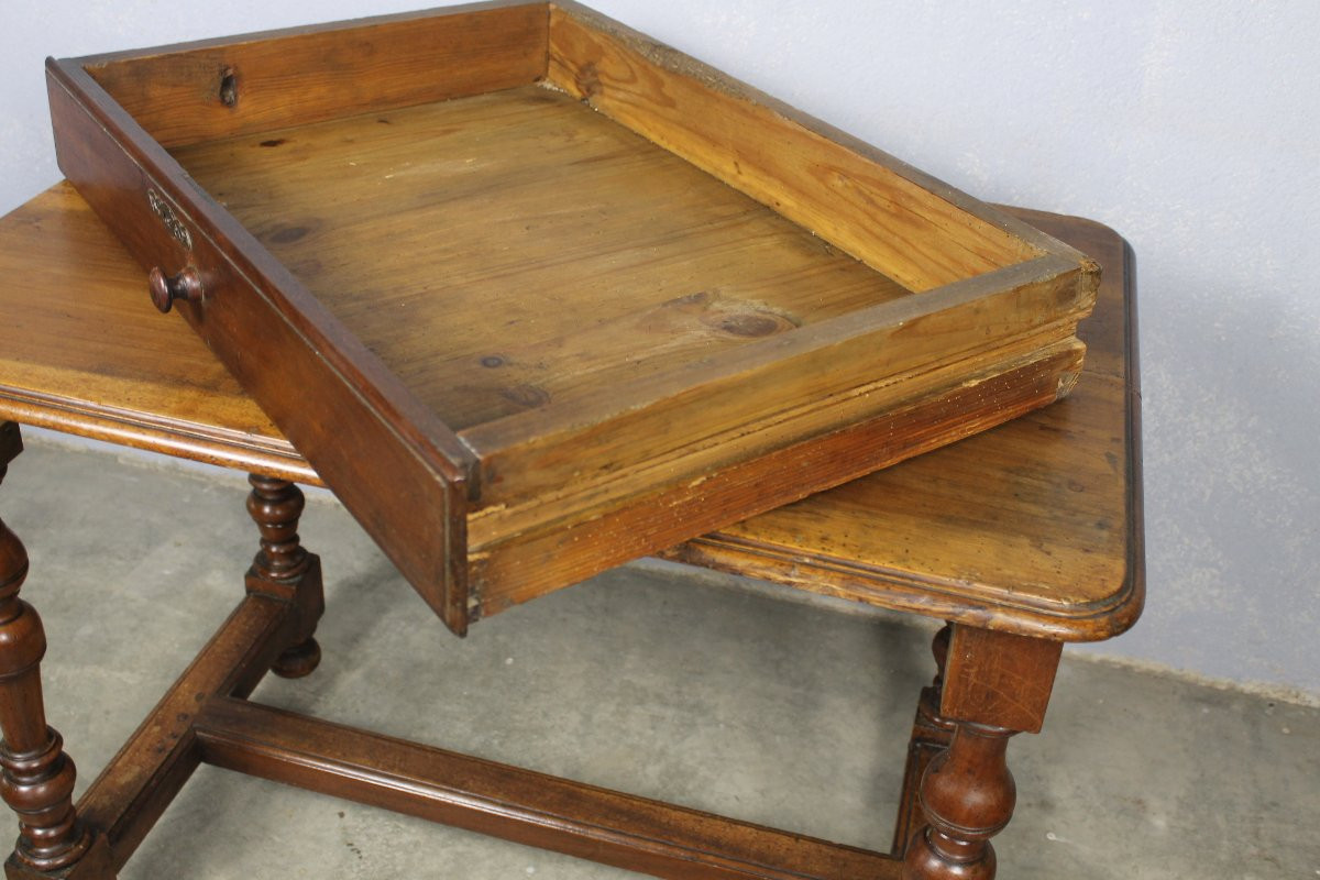 Table à écrire bureau de style Louis XIV en noyer époque début 18ème Origine Périgord-photo-4
