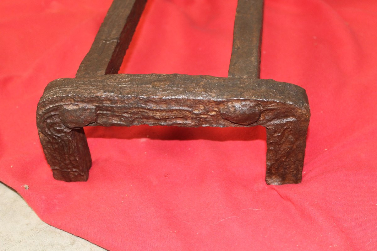 Pair Of Bronze And Wrought Iron Andirons From The Louis XVI Period, 18th Century-photo-4