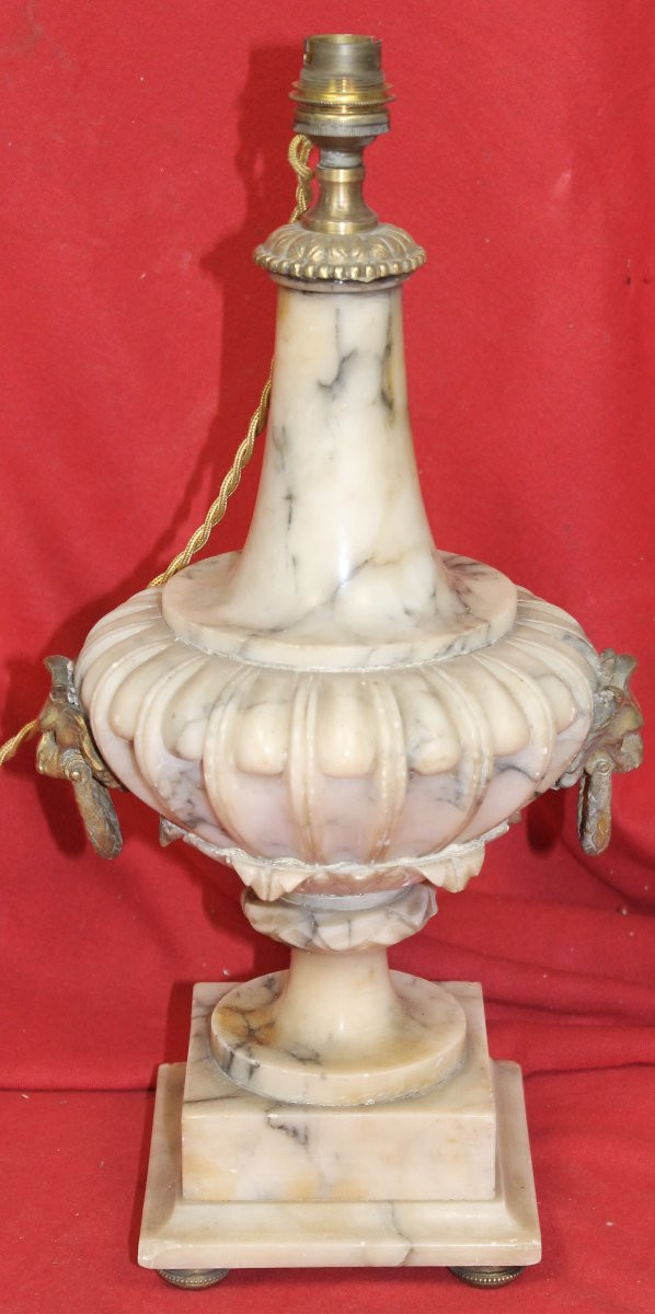 Louis XVI Style Marble Lamp, Late 19th Century-photo-2