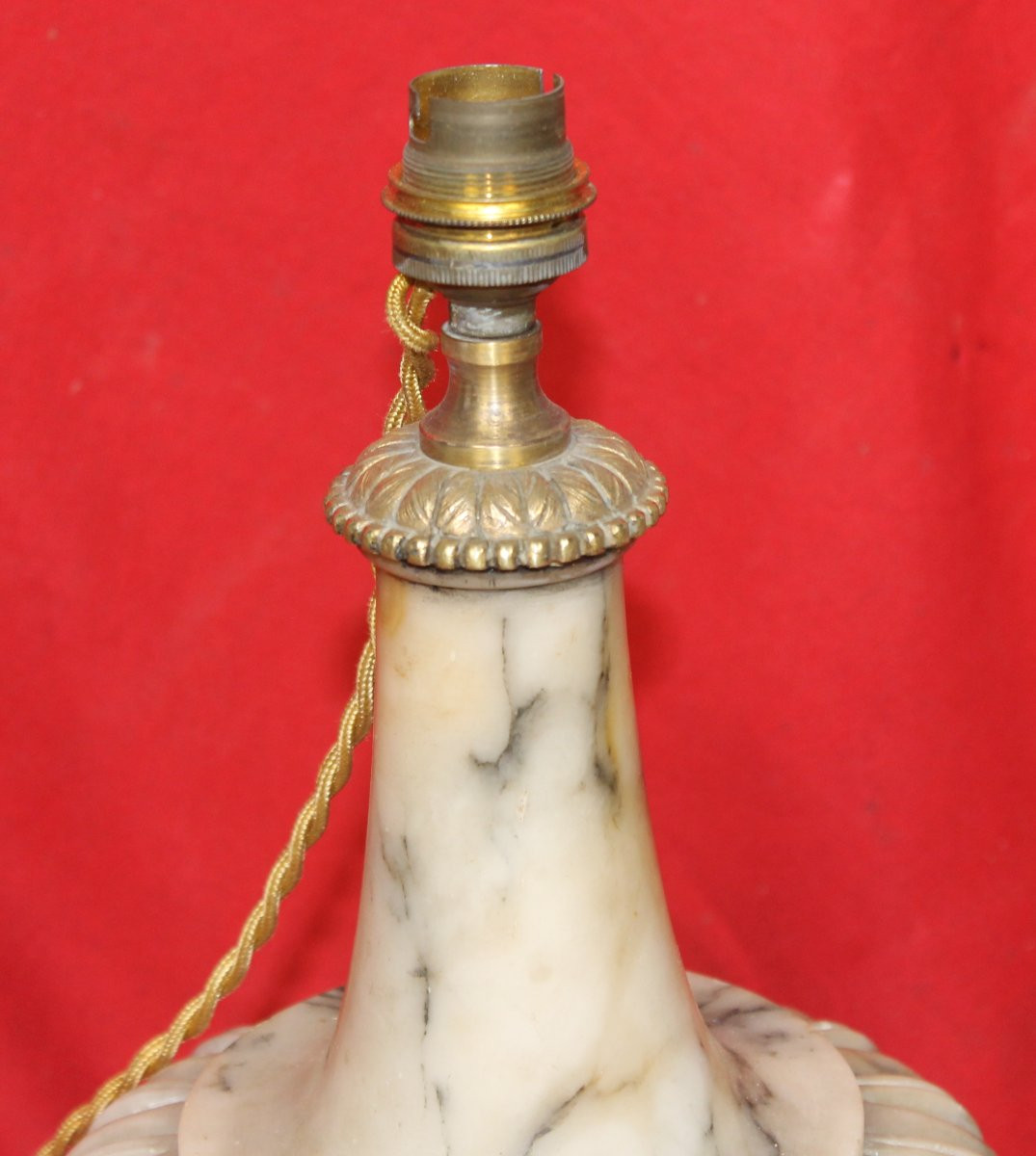 Louis XVI Style Marble Lamp, Late 19th Century-photo-4