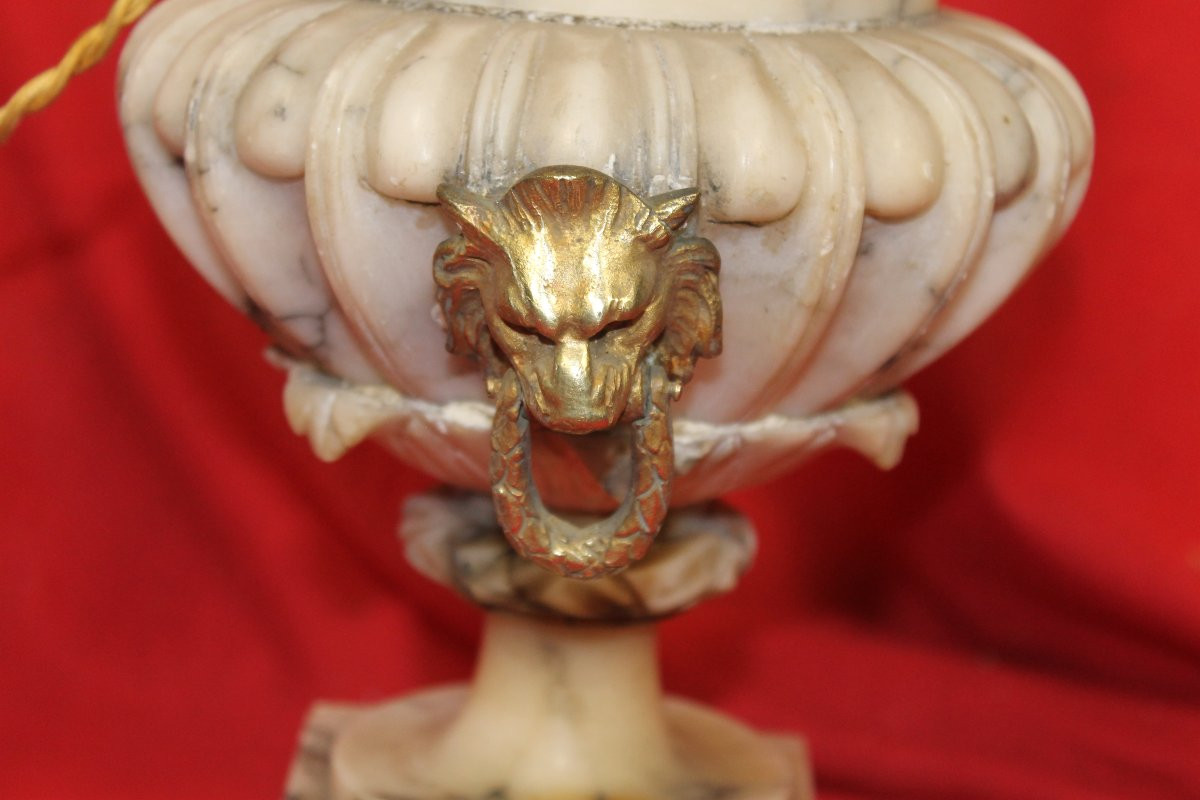 Louis XVI Style Marble Lamp, Late 19th Century-photo-2