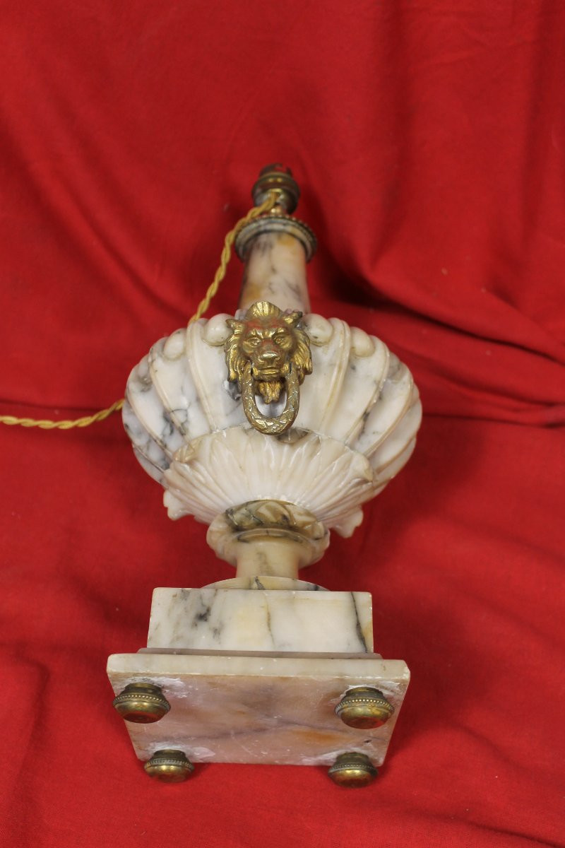 Louis XVI Style Marble Lamp, Late 19th Century-photo-3