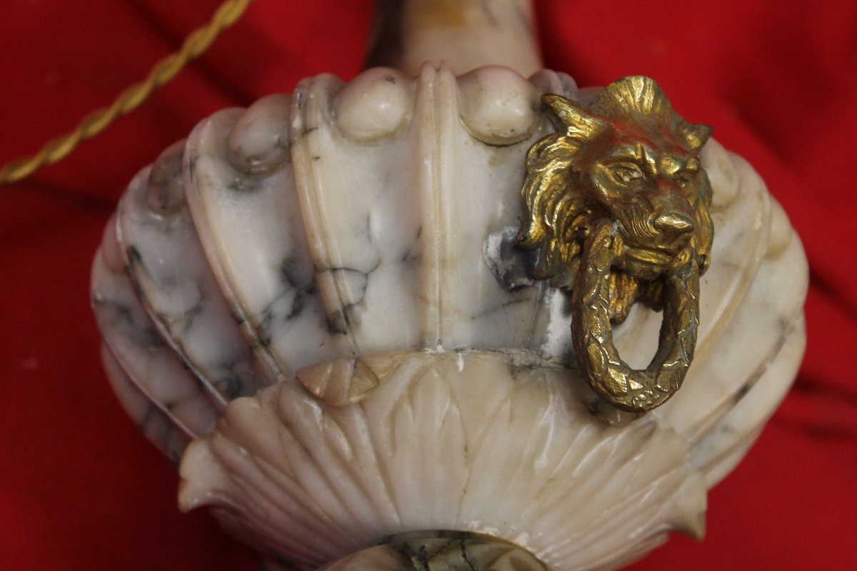 Louis XVI Style Marble Lamp, Late 19th Century-photo-5