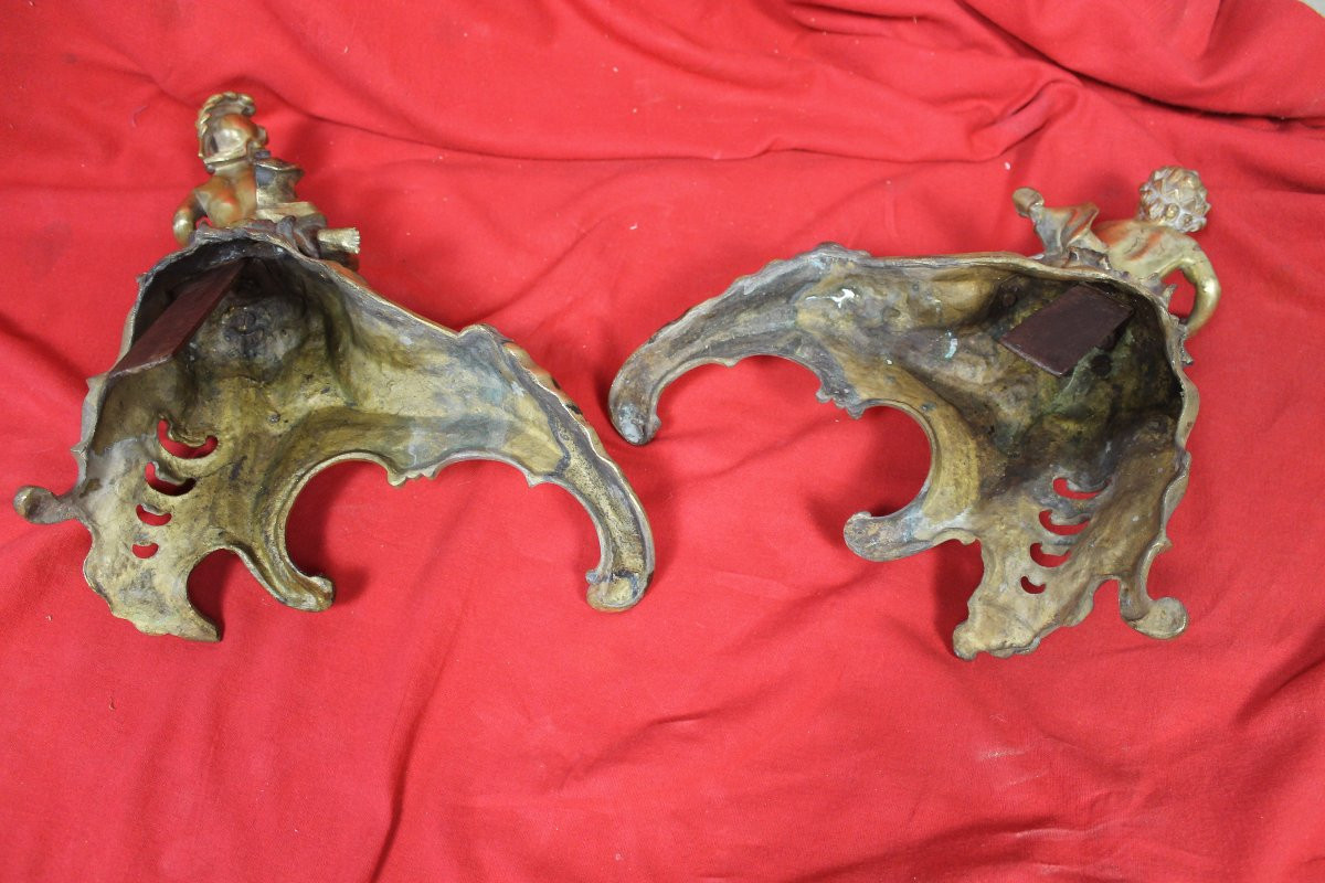 Pair Of Louis XV Style Bronze Andirons, 19th Century-photo-6