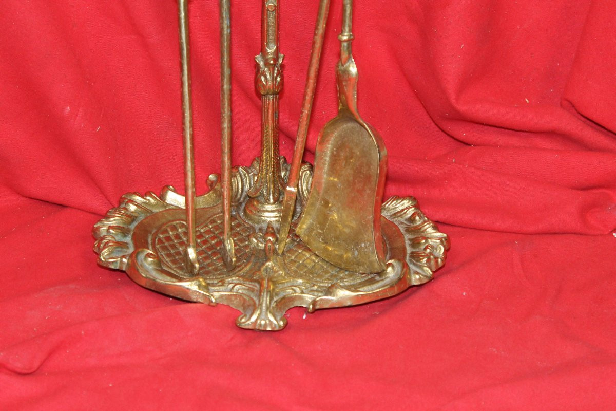 Serviteur de cheminée en bronze de style Louis XV époque début 20ème-photo-3