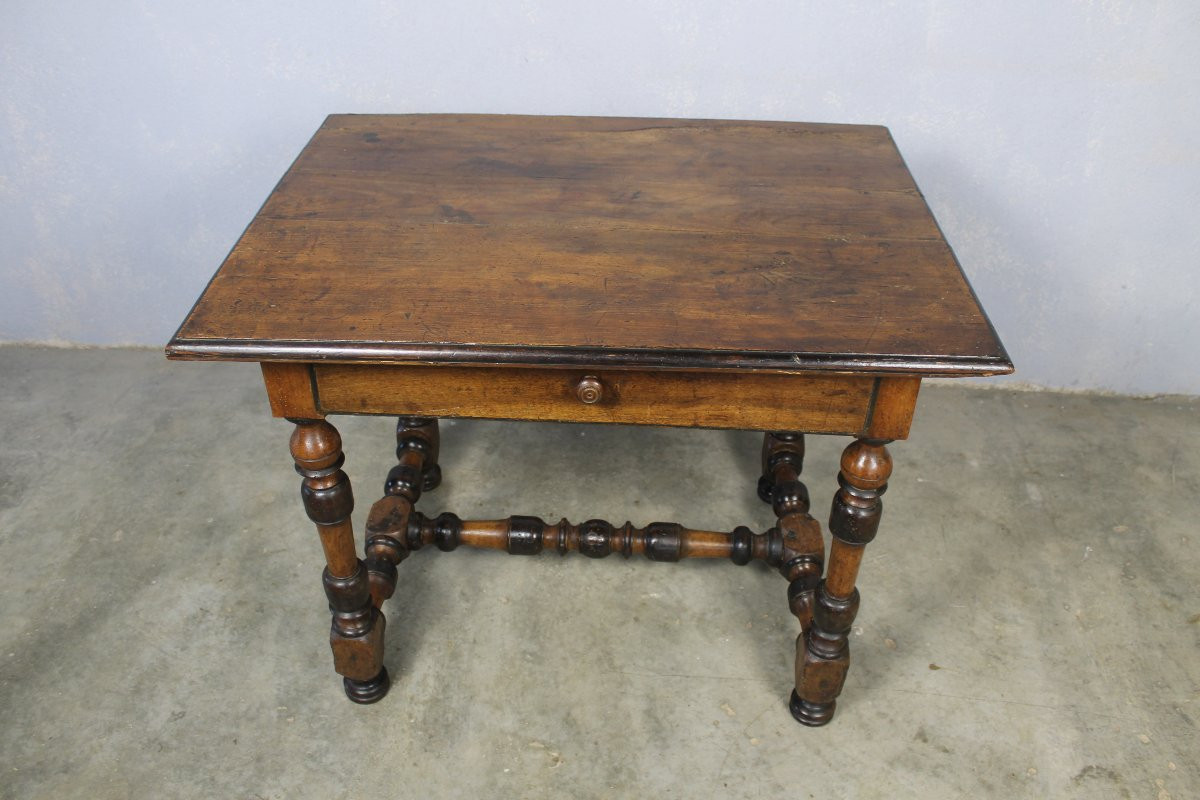 Table à écrire bureau Louis XIV en noyer avec 1 tiroir époque 18ème-photo-3