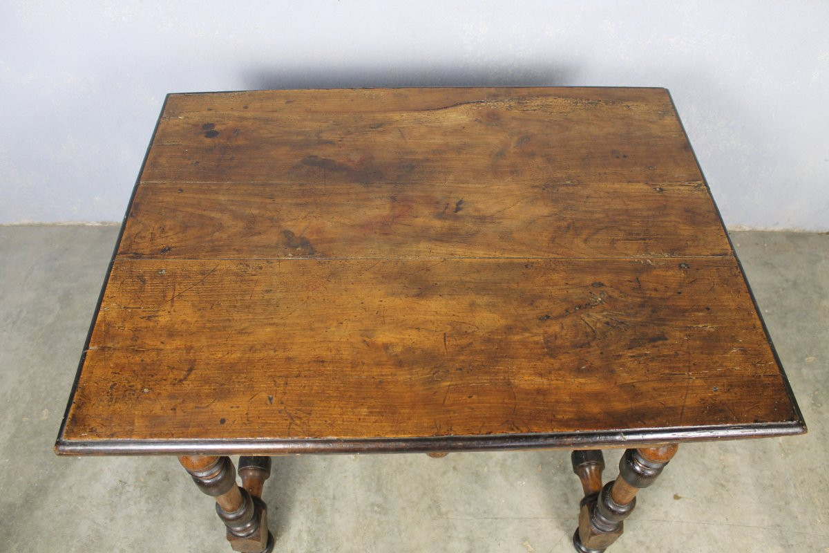 Table à écrire bureau Louis XIV en noyer avec 1 tiroir époque 18ème-photo-1