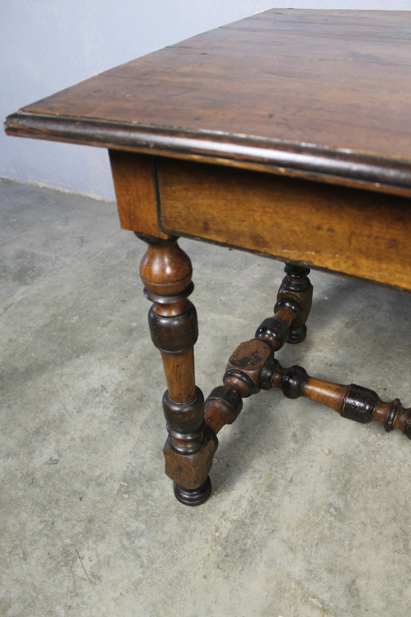 Table à écrire bureau Louis XIV en noyer avec 1 tiroir époque 18ème-photo-2