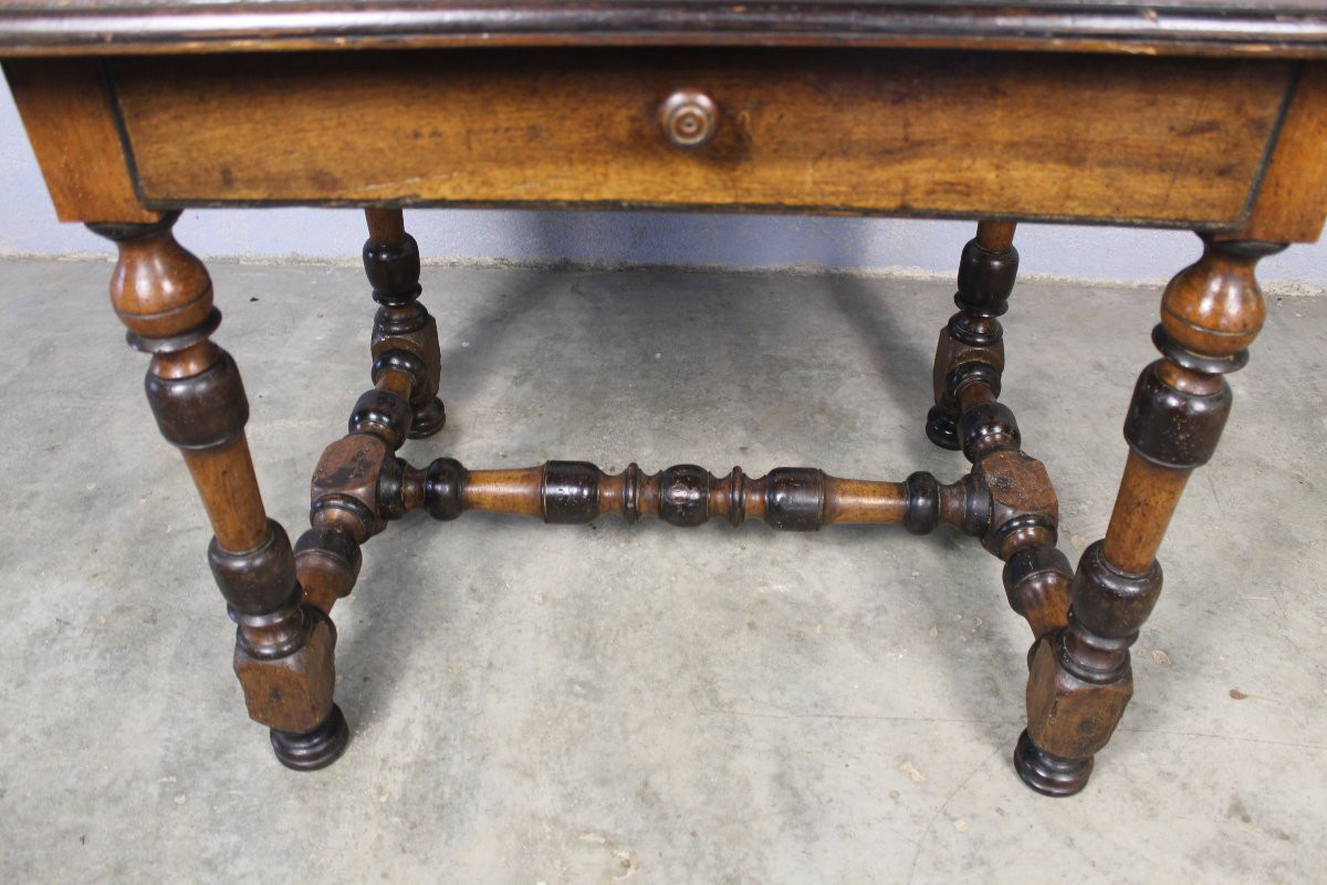 Table à écrire bureau Louis XIV en noyer avec 1 tiroir époque 18ème-photo-3