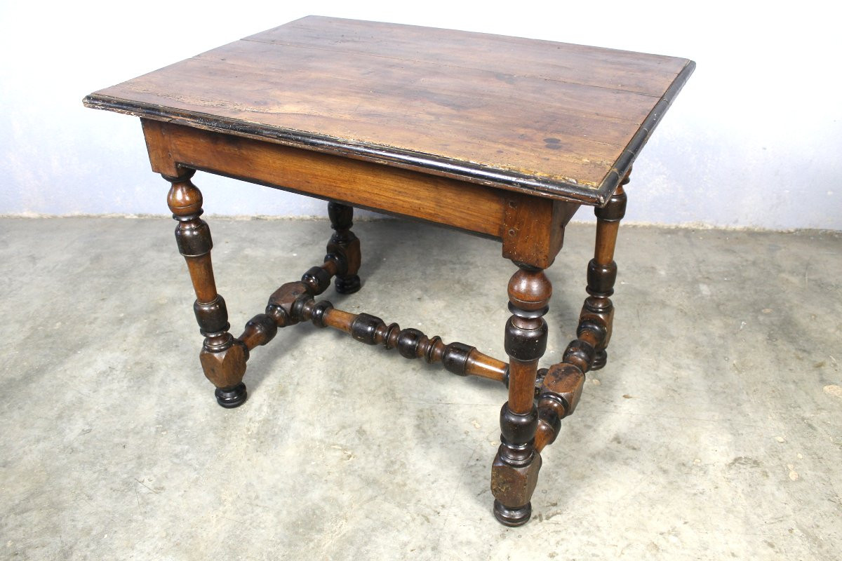 Table à écrire bureau Louis XIV en noyer avec 1 tiroir époque 18ème-photo-8