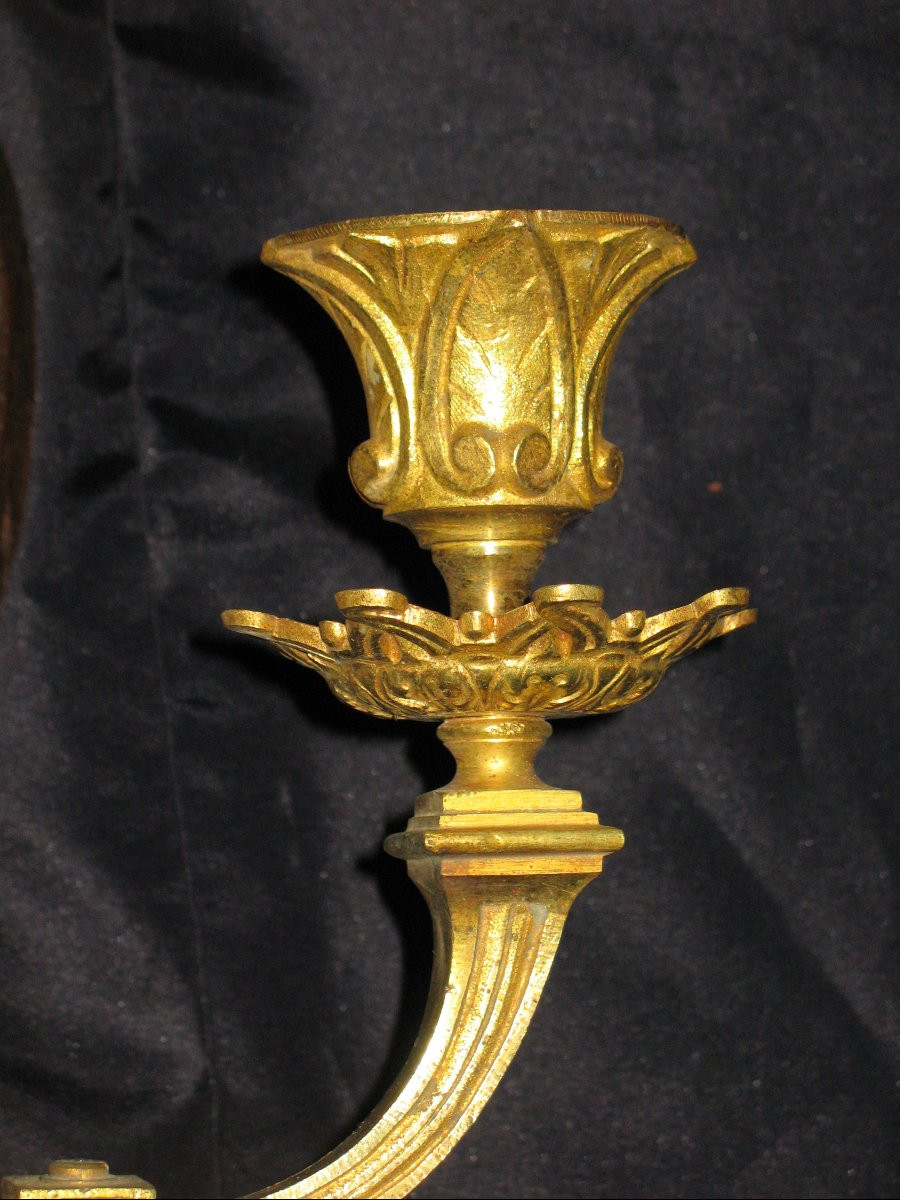 Bronze Wall Sconce With Three Lights, 19th Century, Haute époque Style, Height: 61 Cm-photo-3