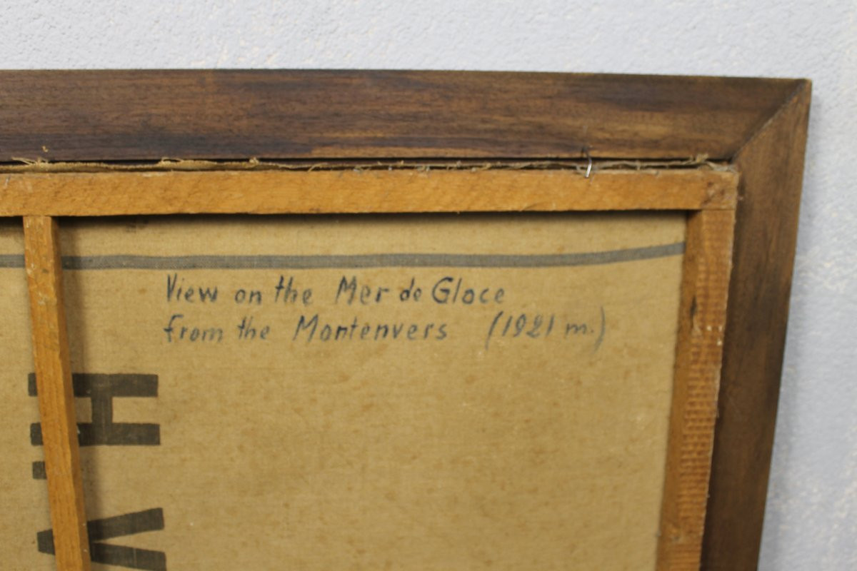 Vue de la mer de glace au Montenvers Chamonix-Mont-Blanc Huile sur toile signée de H. Hudzinski-photo-8