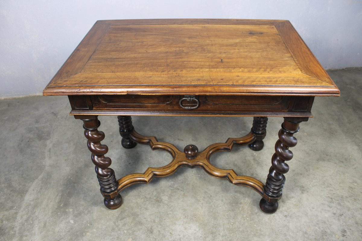 Table à écrire bureau style Louis XIII en noyer époque milieu 19ème-photo-2