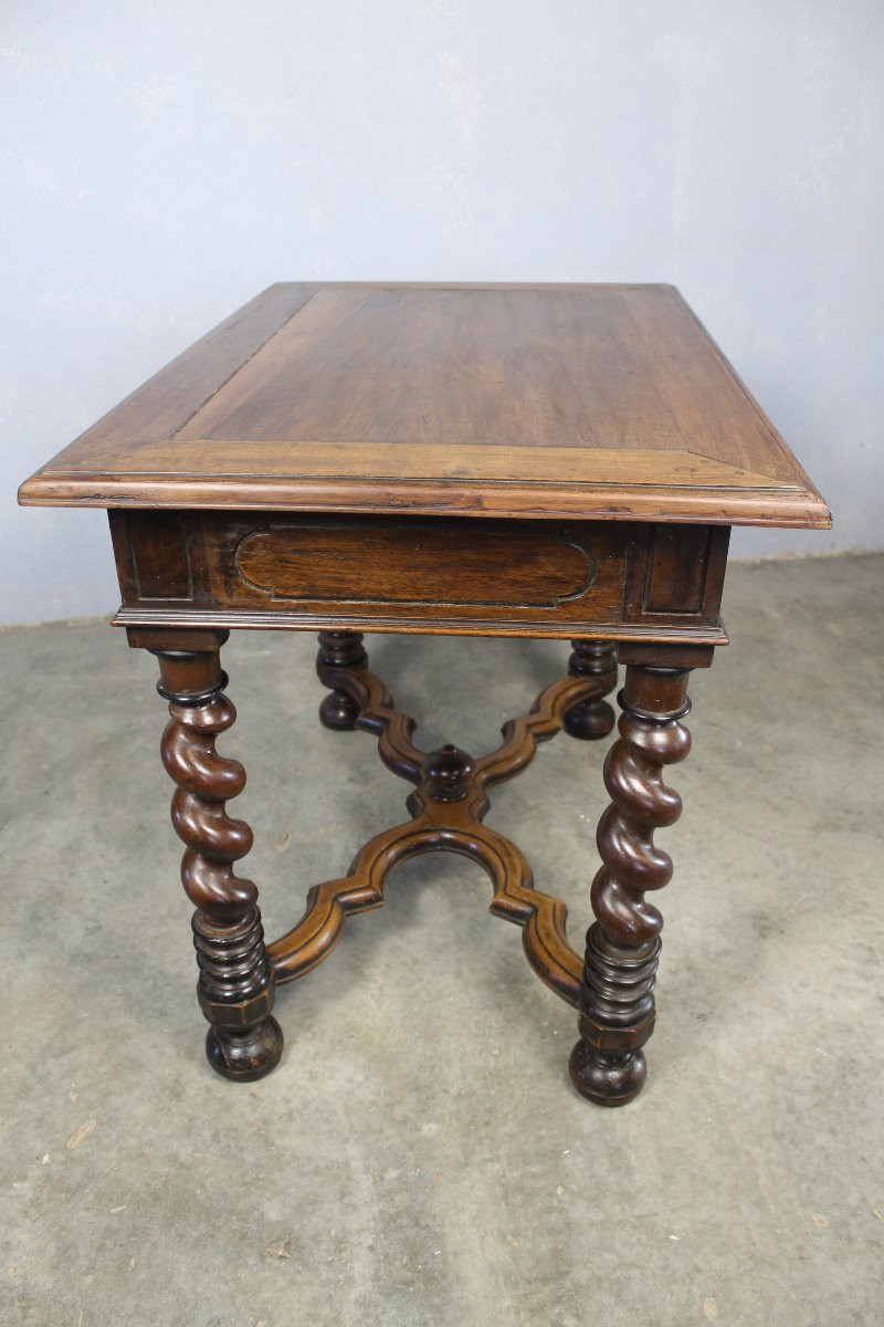 Table à écrire bureau style Louis XIII en noyer époque milieu 19ème-photo-4