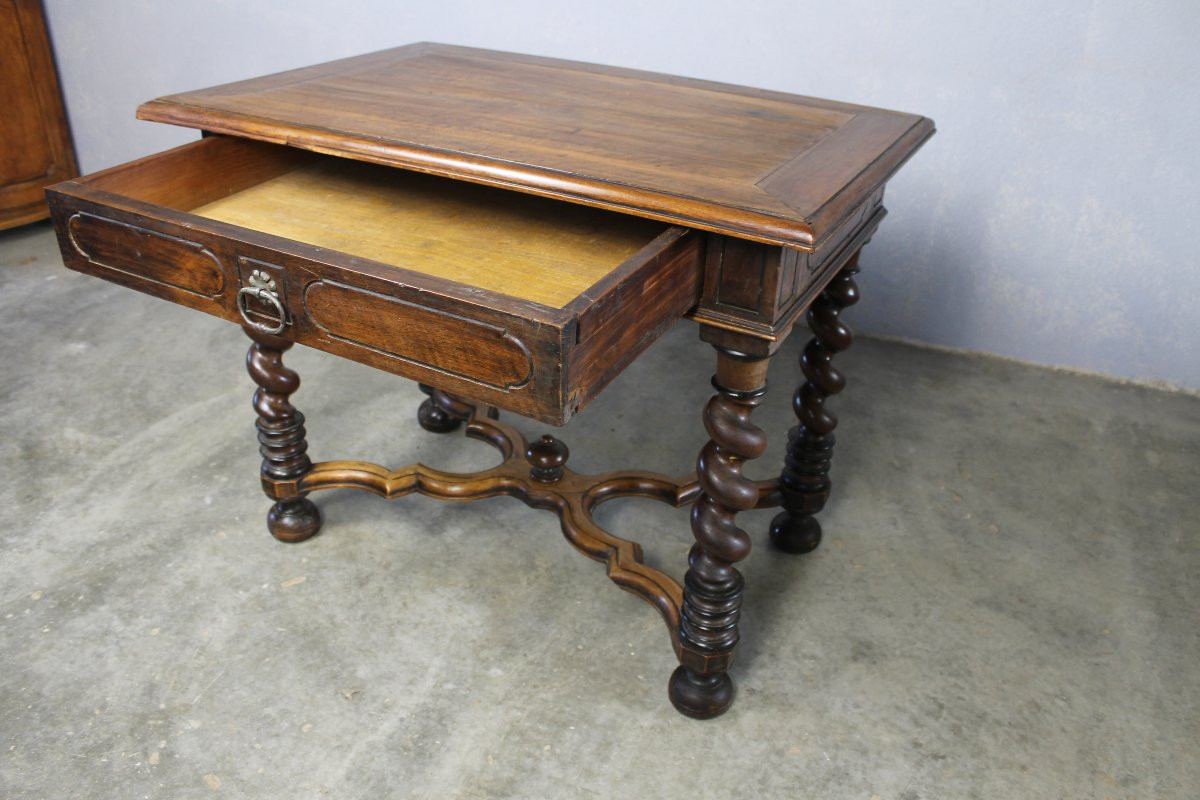Table à écrire bureau style Louis XIII en noyer époque milieu 19ème-photo-6