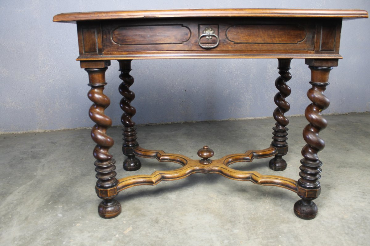 Table à écrire bureau style Louis XIII en noyer époque milieu 19ème-photo-8