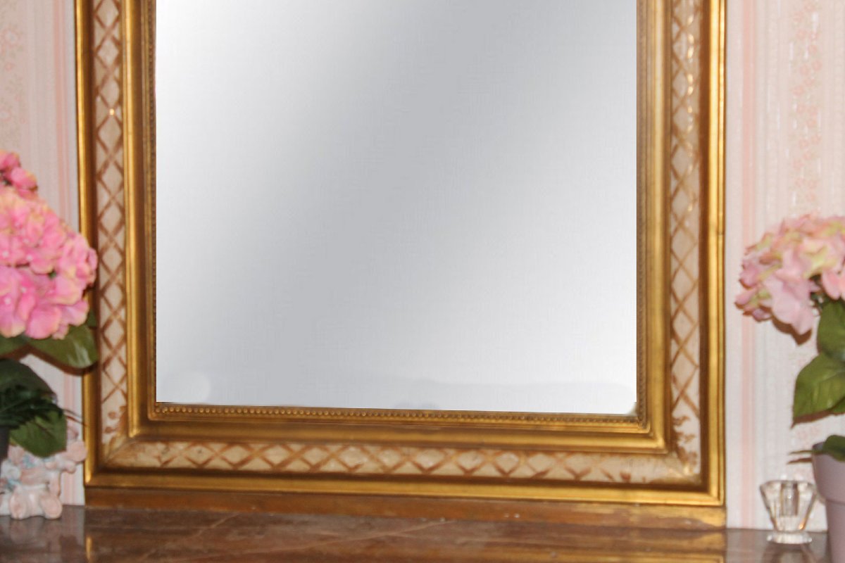Miroir époque Louis Philippe en bois et stuc doré époque 19ème-photo-2