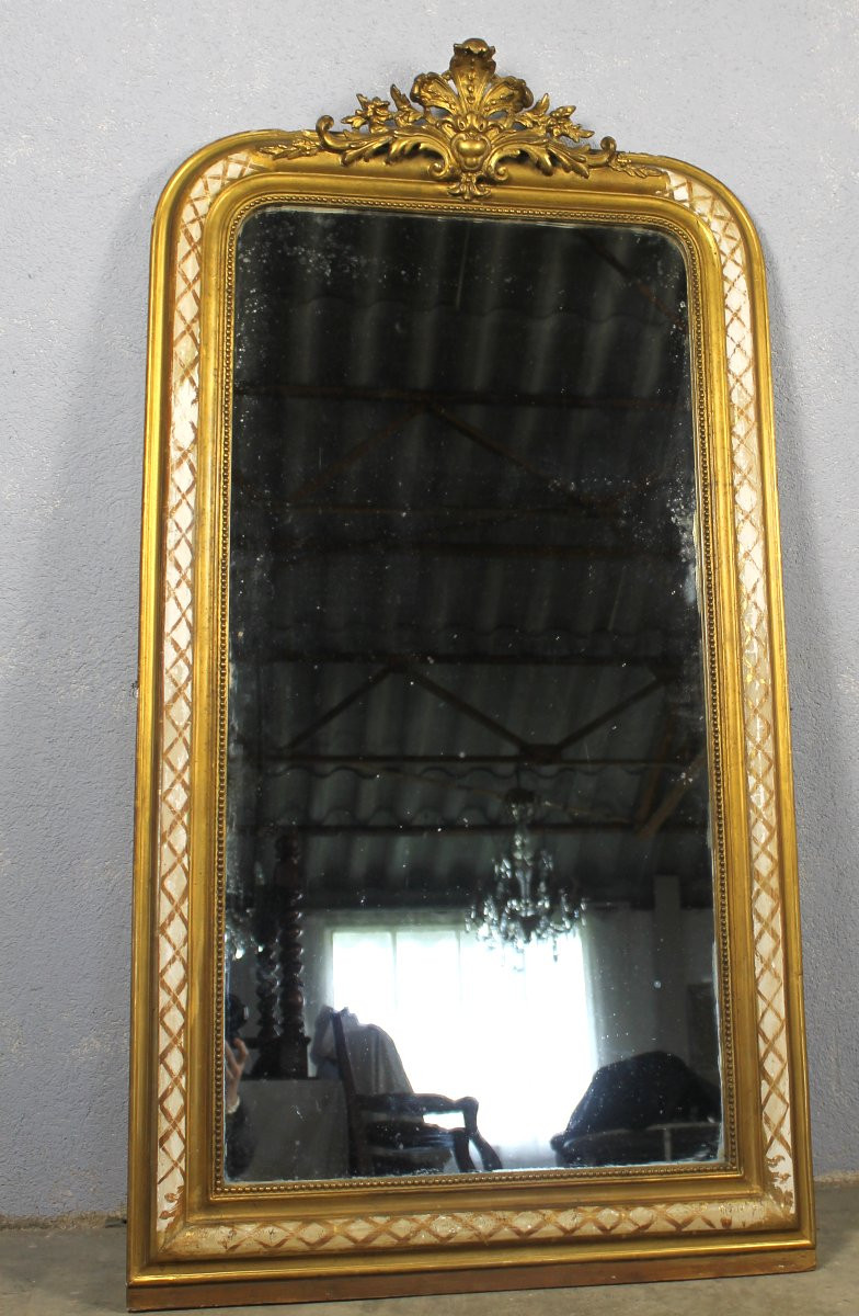 Miroir époque Louis Philippe en bois et stuc doré époque 19ème-photo-3