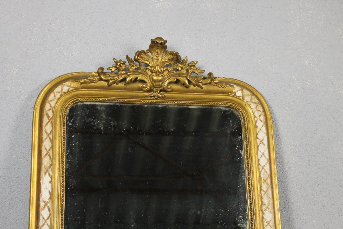 Miroir époque Louis Philippe en bois et stuc doré époque 19ème-photo-4