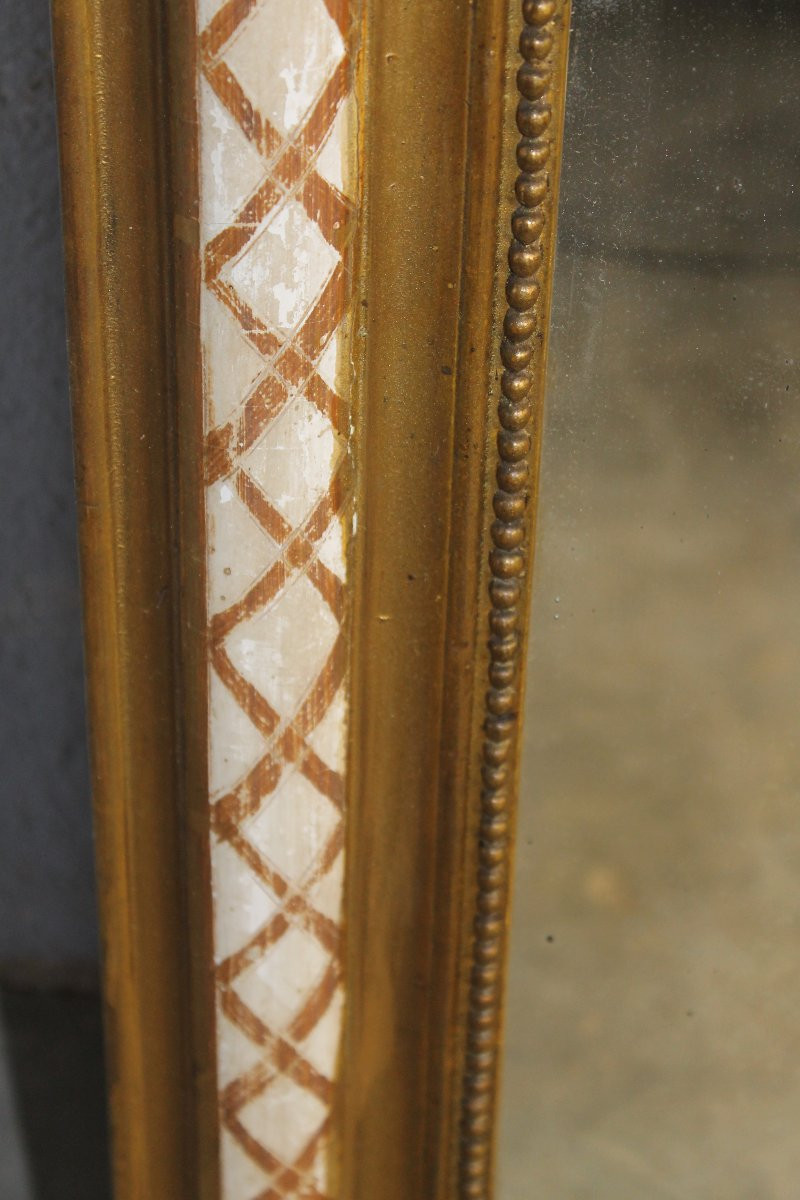 Miroir époque Louis Philippe en bois et stuc doré époque 19ème-photo-4
