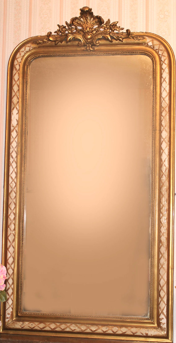 Miroir époque Louis Philippe en bois et stuc doré époque 19ème-photo-7