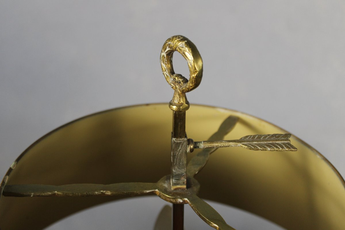 Empire Style Chased Bronze Bouillotte Lamp With 3 Light Arms-photo-3