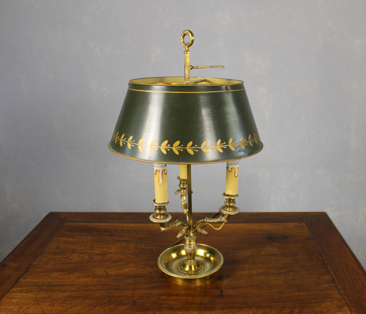 Empire Style Chased Bronze Bouillotte Lamp With 3 Light Arms