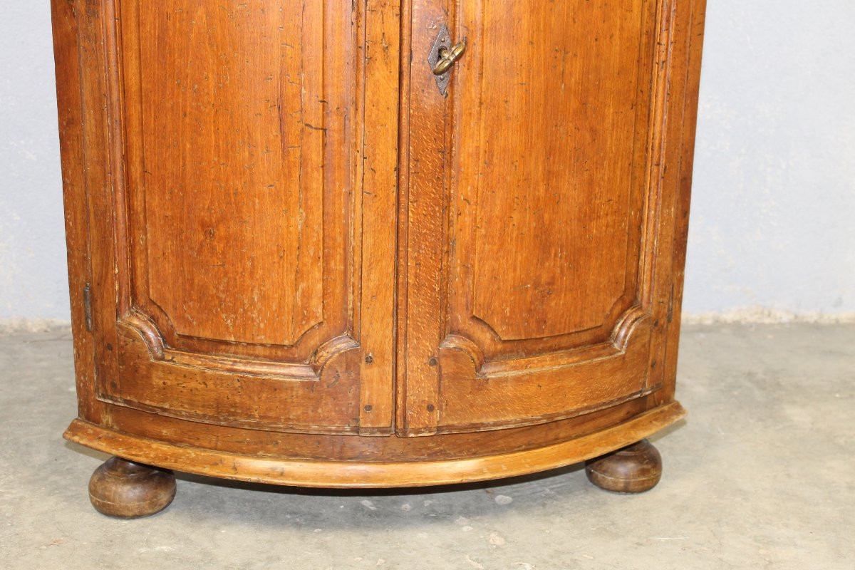 Encoignure galbée de style Louis XIV en bois massif avec dessus marbre époque 19ème-photo-4