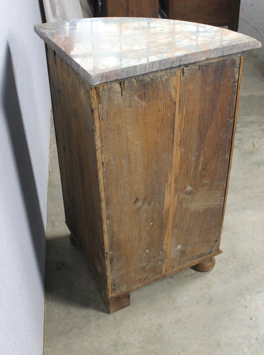 Encoignure galbée de style Louis XIV en bois massif avec dessus marbre époque 19ème-photo-3