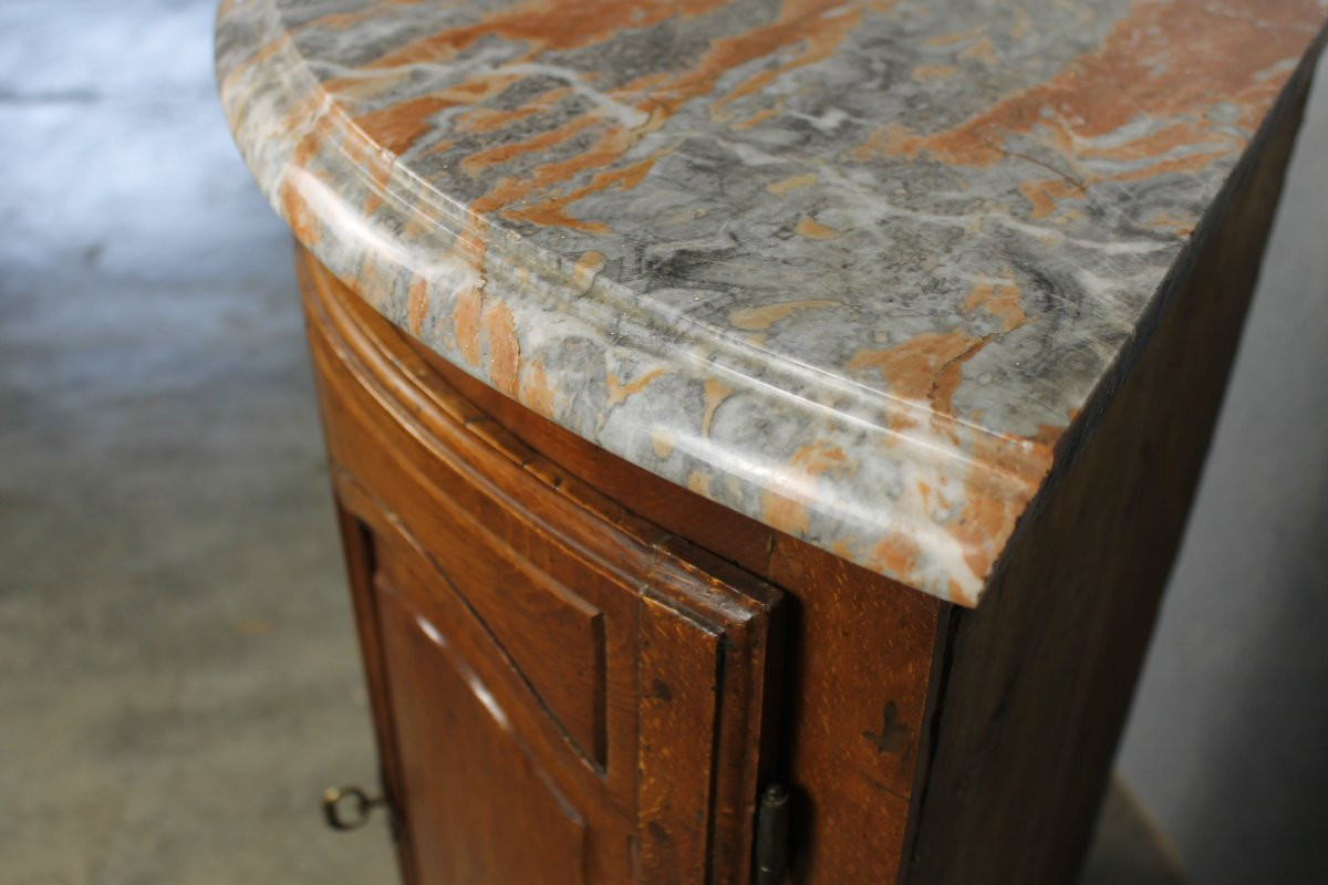 Encoignure galbée de style Louis XIV en bois massif avec dessus marbre époque 19ème-photo-6